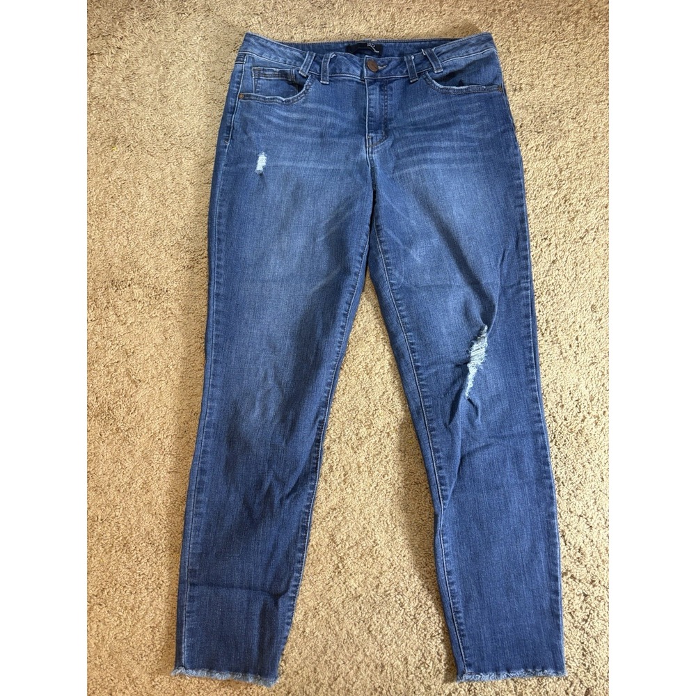 1822 Jeans Women's Size 12 Mid-Rise Skinny Distressed Raw Hem Preppy Grunge
